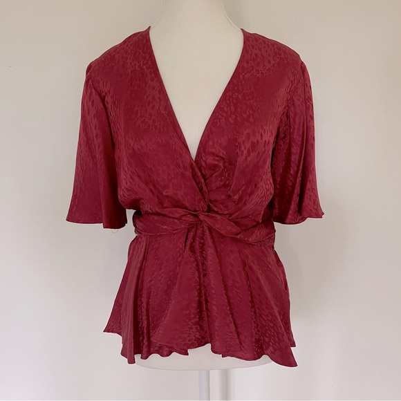 A.L.C. Tops - ALC red v neck peplum blouse holiday